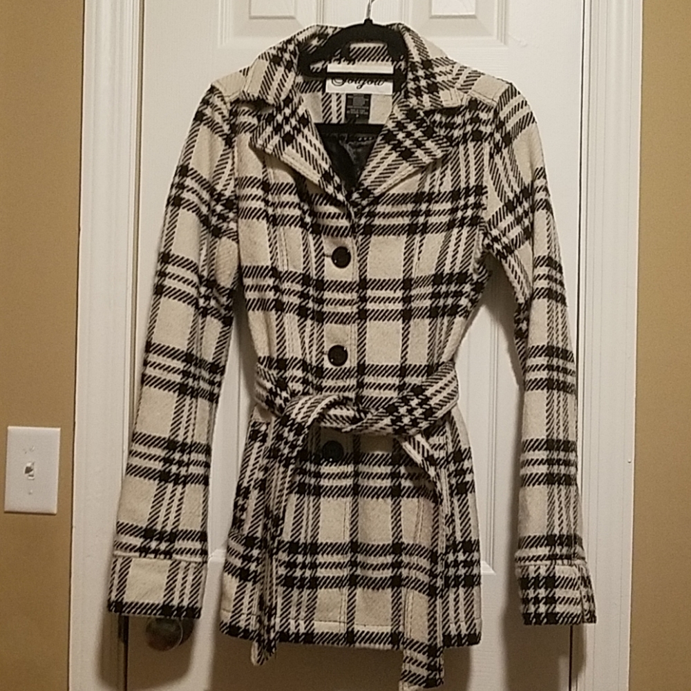 Jou Jou Black and Ivory Checkered Coat